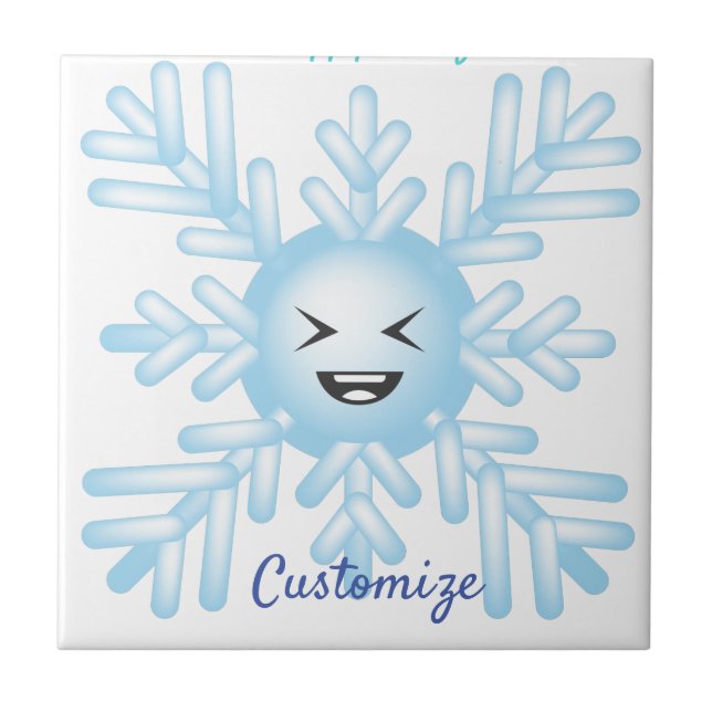 Lycklig Snowflake Emoticon Thunder_Cove Kakelplatta (Framsidan)