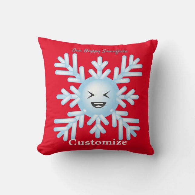 Lycklig Snowflake Emoticon Thunder_Cove Kudde (Framsida)