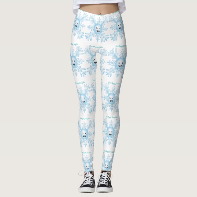 Lycklig Snowflake Emoticon Thunder_Cove Leggings (Framsida)