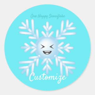 Lycklig Snowflake Emoticon Thunder_Cove  Runt Klistermärke