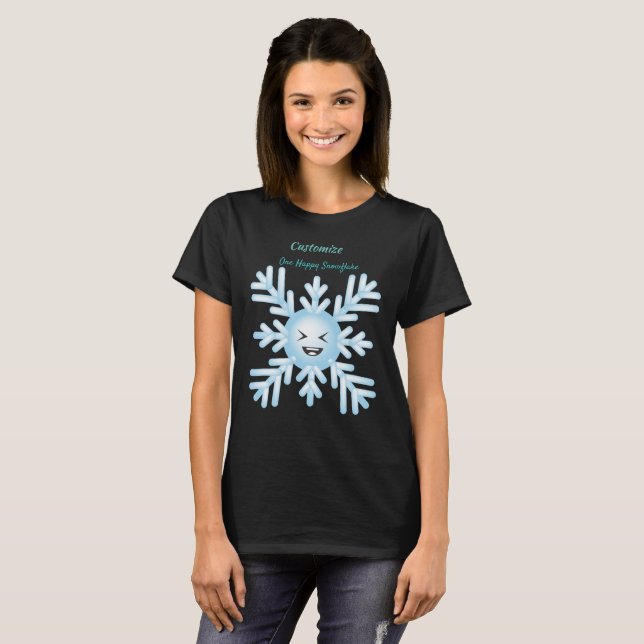 Lycklig Snowflake Emoticon Thunder_Cove T Shirt (Hel framsida)