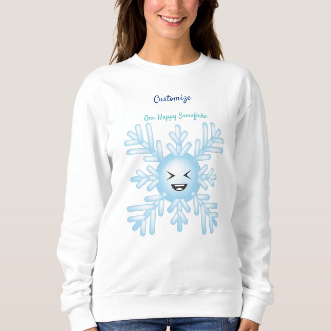 Lycklig Snowflake Emoticon Thunder_Cove T Shirt (Framsida)