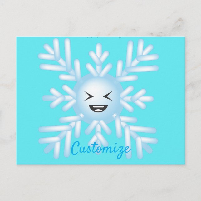 Lycklig Snowflake Emoticon Thunder_Cove Vykort (Framsida)