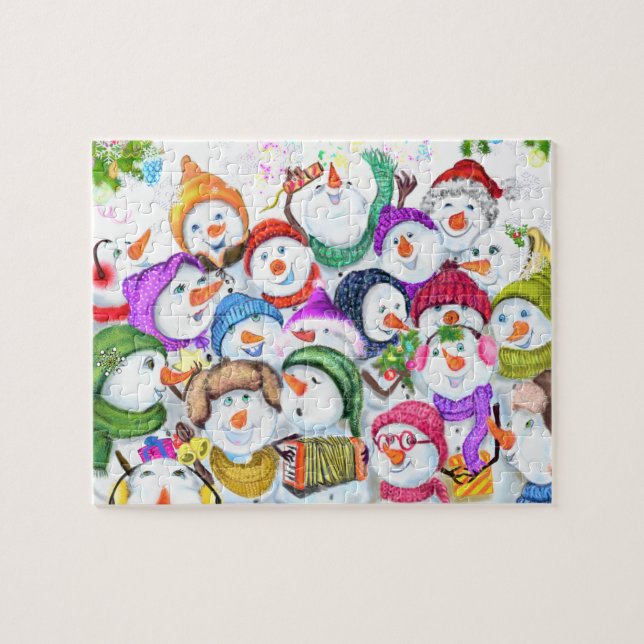 Lycklig Snowmans - God jul Firande Pussel (Horisontell)