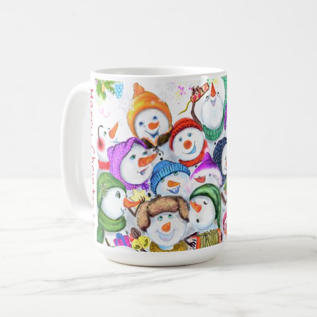 Lycklig Snowmans God jul Firande Roligt Kaffemugg (Framsida vänster)
