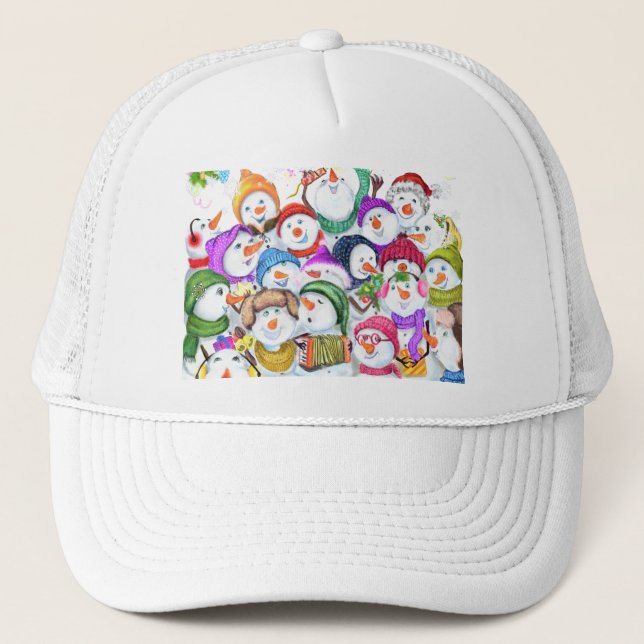 Lycklig Snowmans jul Hat Keps (Framsida)