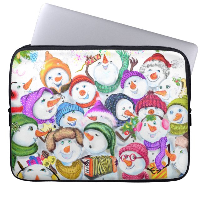 Lycklig Snowmans jul Laptop sleeve Gift (Framsidan)
