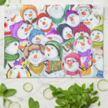 Lycklig Snowmans jul Party Kitchen Towel Kökshandduk<br><div class="desc">Lycklig Snowmans God jul Party Funny Teckning Tecknad Firande - Välj / lägg till din unika text / teckensnitt / Färg - Gör din Snögubbearna gåva - Ändra storlek och flytta eller ta bort och lägg till Speciell / bild med anpassning inslag! - Teckning och MJÖLKS utformning. Du kan också...</div>
