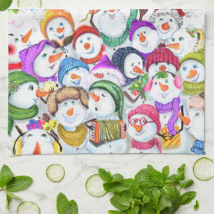 Lycklig Snowmans jul Party Kitchen Towel Kökshandduk