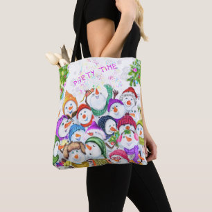 Lycklig Snowmans jul Party Tote Bag Gift Tygkasse
