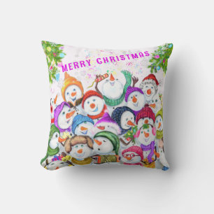 Lycklig Snowmans jul Pillow Kudde