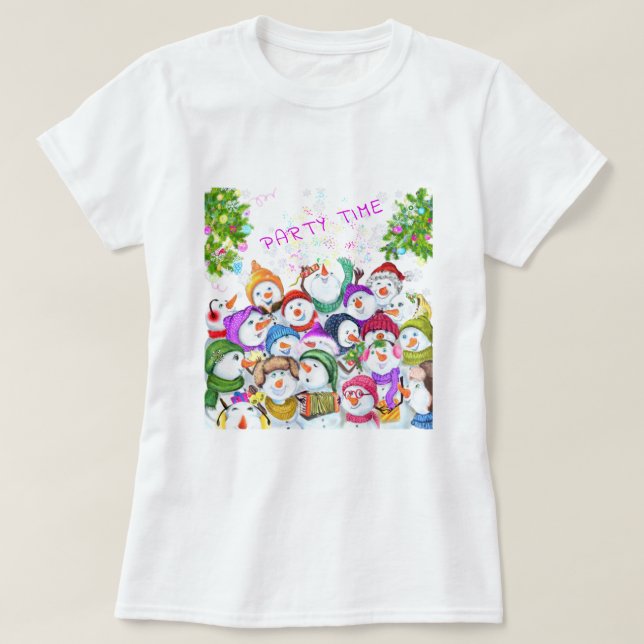 Lycklig Snowmans jul T-Shirt (Design framsida)