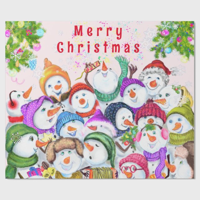 Lycklig Snowmans Julafton Papper Presentpapper (Platt)