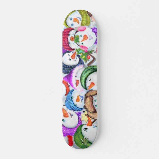 Lycklig Snowmans-julskateboard Mini Skateboard Bräda 18,5 Cm (Framsida)
