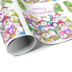 Lycklig Snowmans Party-julafton Papper Presentpapper