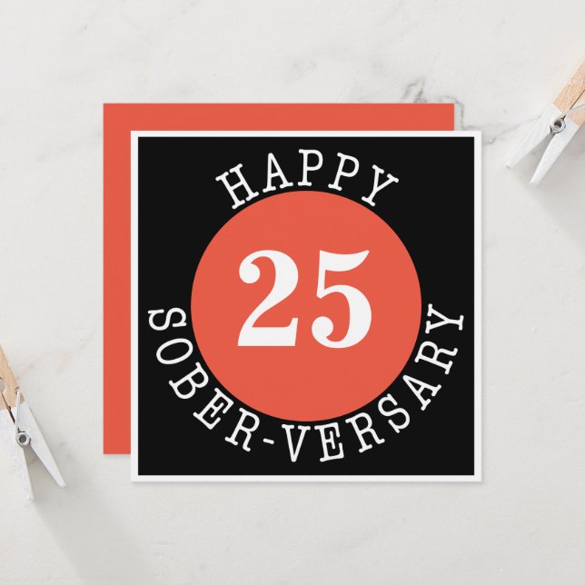 Lycklig sober-årskort kort (Fram/Back In Situ)