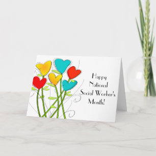 Lycklig Social Workers Whimsical Flowers Kort