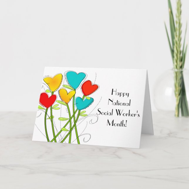 Lycklig Social Workers Whimsical Flowers Kort (Framsida)