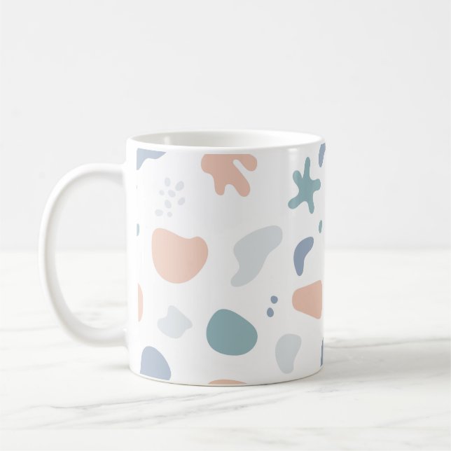 Lycklig Soft Pastel Seamless Mönster Kaffemugg (Vänster)