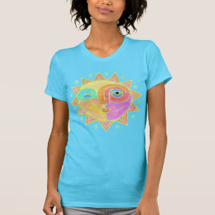 Lycklig Sol Ansikte Abstrakt konst till Bära T Shirt