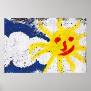 Lycklig Sol ansikte ler Poster