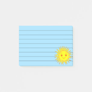Lycklig Sol Ansikte Teckning Linade Post-it Block