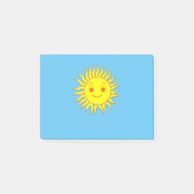 Lycklig Sol Ansikte Teckning Post-it Block (Framsida)