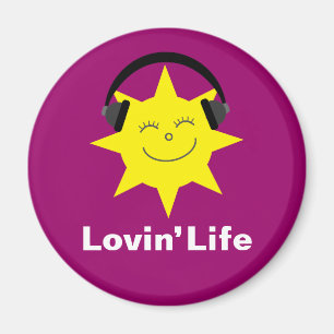 Lycklig sol för Lovin liv & hörlurarmagnet Magnet