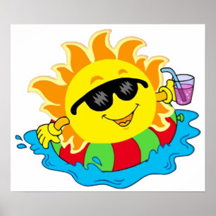 LYCKLIG SOL i BASSÄNG Poster