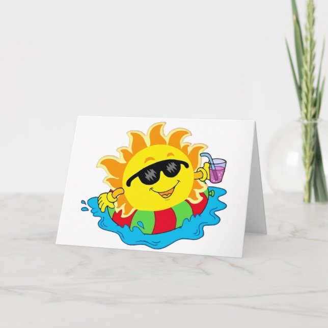 Lycklig sol i bassängen kort (Framsida)