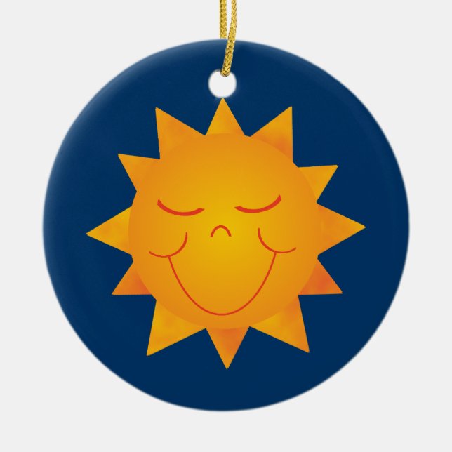Lycklig Sol Julgransprydnad Keramik (Framsidan)