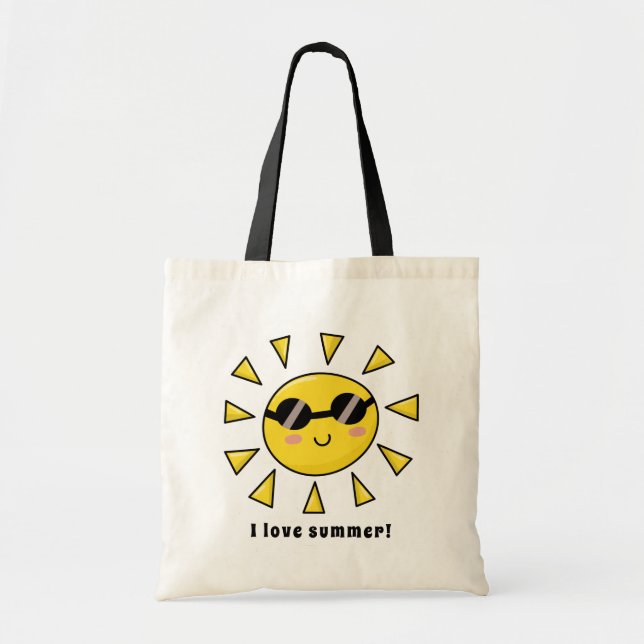 Lycklig Sol med Solglasögon Personlig Tote Bag Tygkasse (Framsidan)