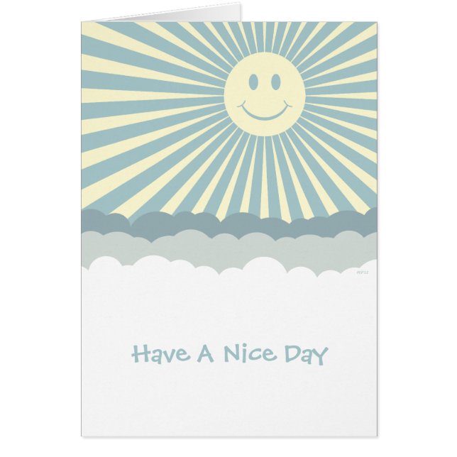 Lycklig Sol och moln Hälsningskort (Framsidan)