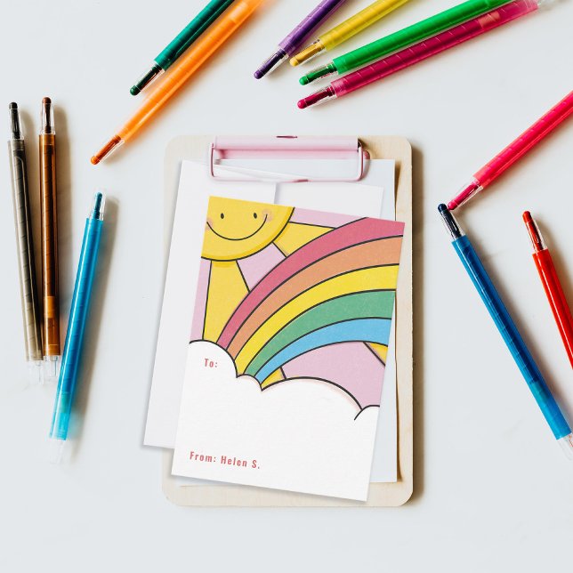 Lycklig Sol och Rainbow Cute Classroom Valentine Inbjudningar (Skapare uppladdad)