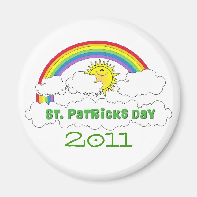 Lycklig Sol och Rainbow Saint Patricks Day Magnet (Framsidan)