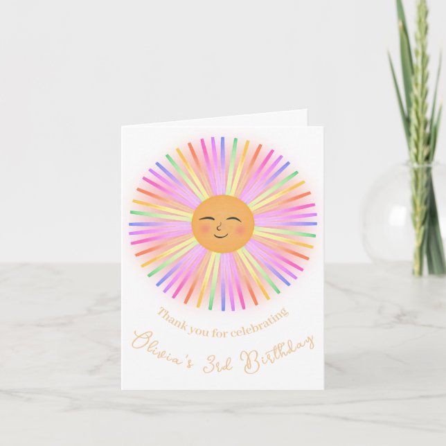 Lycklig Sol Rainbow Sunshine Tack Kort (Framsida)