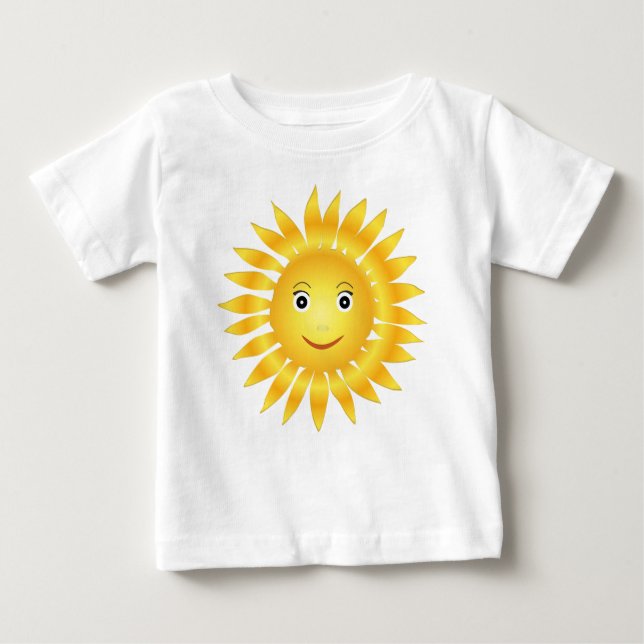 Lycklig Sol Smiling Emoji Gult Cute Sunny T-shirt (Framsida)