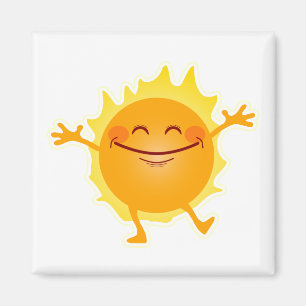 Lycklig Sol, solsken, sommarsolstice Magnet