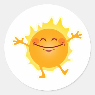 Lycklig Sol, solsken, sommarsolstice Runt Klistermärke