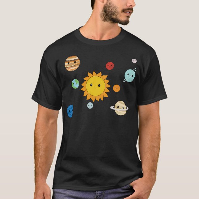 Lycklig Solar System T Shirt (Framsida)