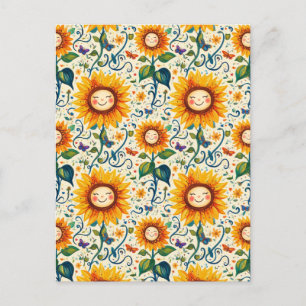 Lycklig Solblommor: Cheery Solros Mönster Vykort