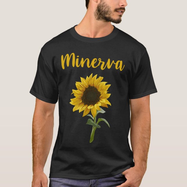 Lycklig Solros - Minerva Namn T Shirt (Framsida)