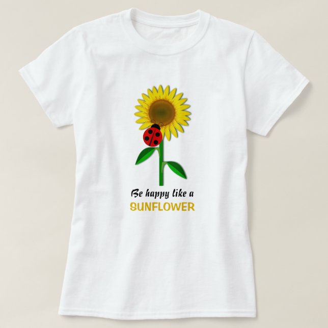 Lycklig Solrosblommans Gult blommar sommaren T Shirt (Design framsida)