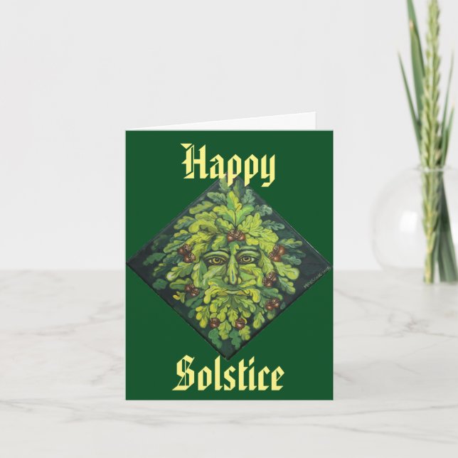 Lycklig Solstice Grönt Man Card Helgkort (Framsida)