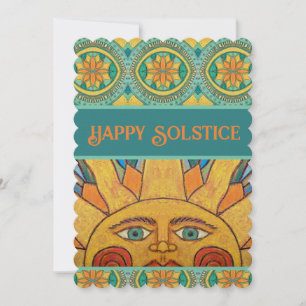Lycklig Solstice Sol Mandala-hälsningskort Tack Kort