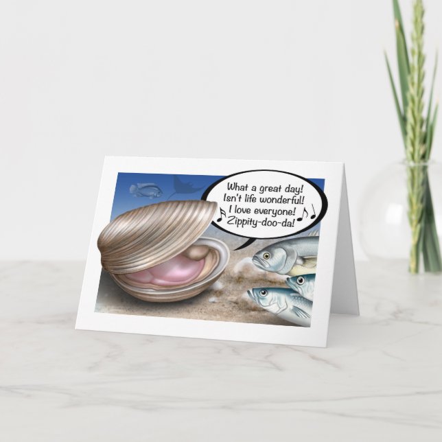 Lycklig som Clam Birthday Card Kort (Framsida)