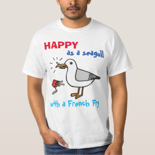 Lycklig som Fiskmås med en Fransk Fry-strand äls T Shirt