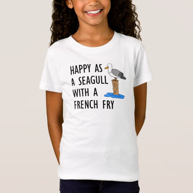 Lycklig som Fiskmås med Fransk grå T Shirt (Framsida)