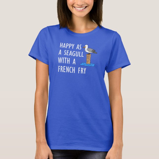 Lycklig som Fiskmås med Fransk grå T Shirt (Framsida)