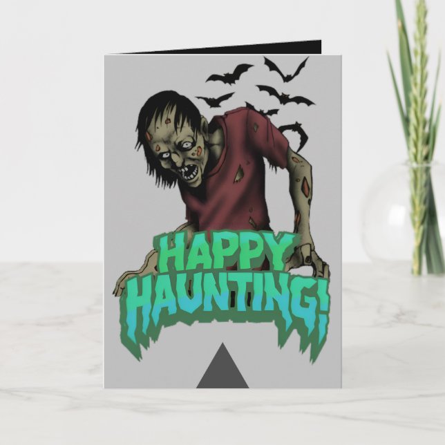 Lycklig, som förföljer Zombie Halloween-deokykorte Kort (Framsida)